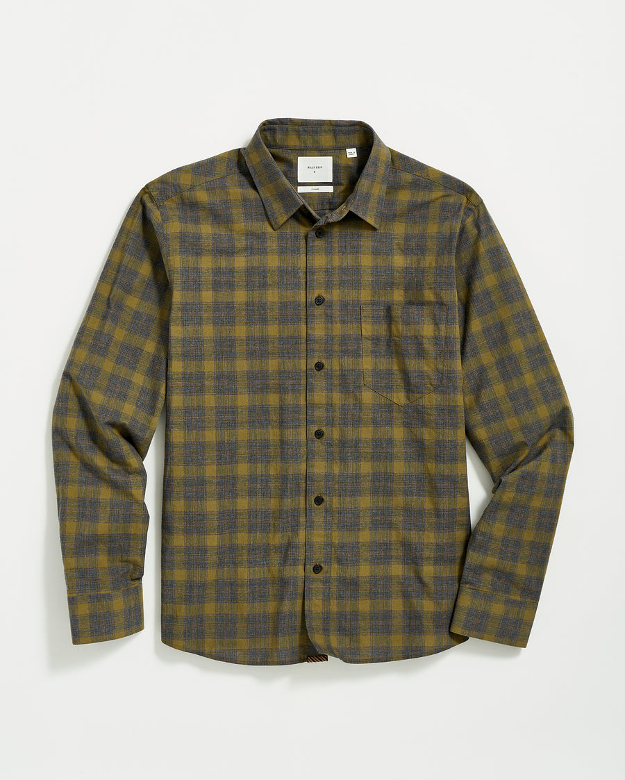 Melange Shadow Plaid Tuscumbia Shirt in Grey/Olive