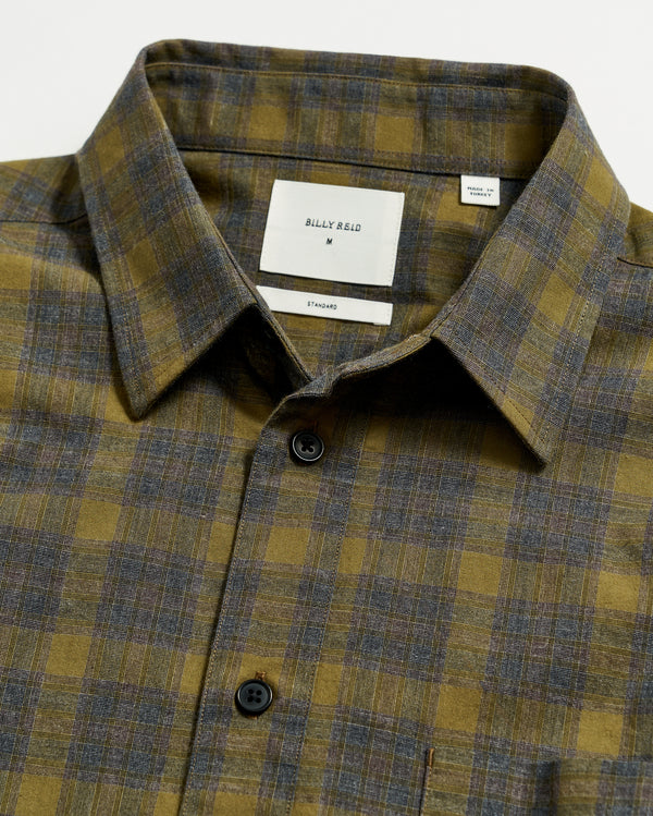 Melange Shadow Plaid Tuscumbia Shirt in Grey/Olive