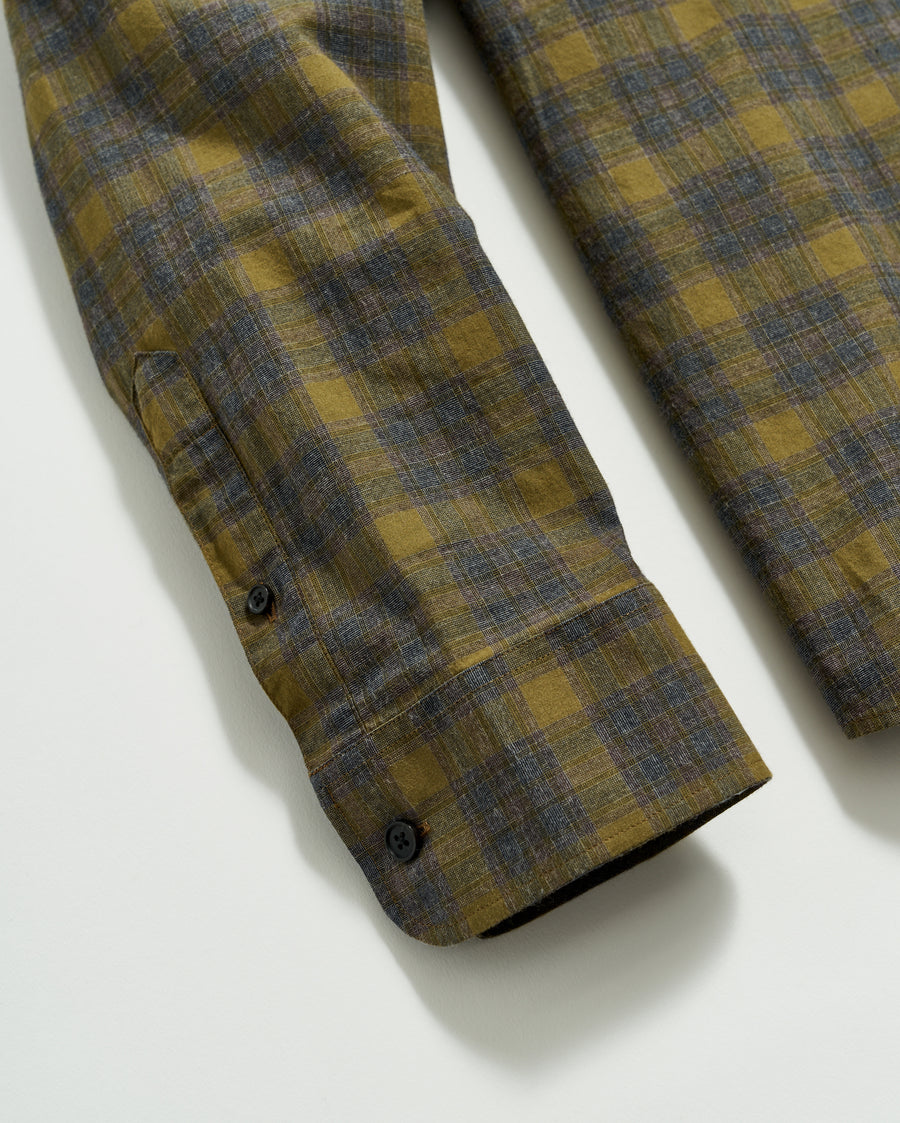 Melange Shadow Plaid Tuscumbia Shirt in Grey/Olive