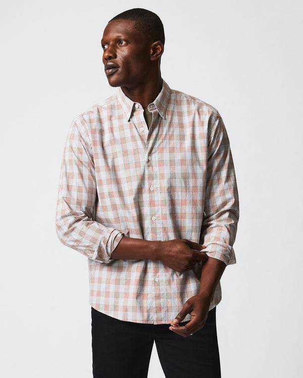 Melange Grid Plaid Tuscumbia Shirt Hidden Button Down Grey/Ginger