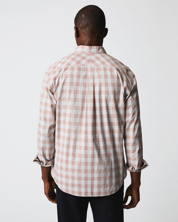 Melange Grid Plaid Tuscumbia Shirt Hidden Button Down Grey/Ginger