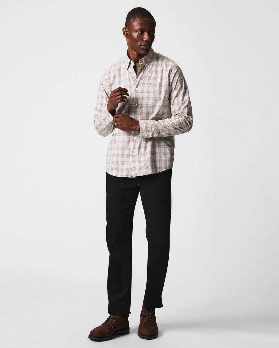 Melange Grid Plaid Tuscumbia Shirt Hidden Button Down Grey/Ginger