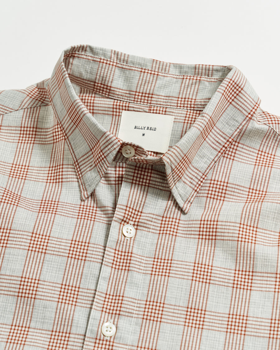 Melange Grid Plaid Tuscumbia Shirt Hidden Button Down Grey/Ginger