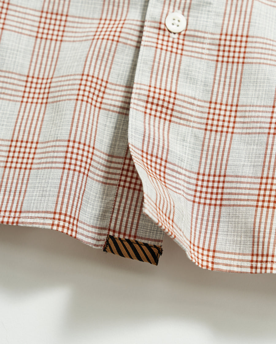 Melange Grid Plaid Tuscumbia Shirt Hidden Button Down Grey/Ginger