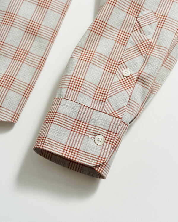 Melange Grid Plaid Tuscumbia Shirt Hidden Button Down Grey/Ginger