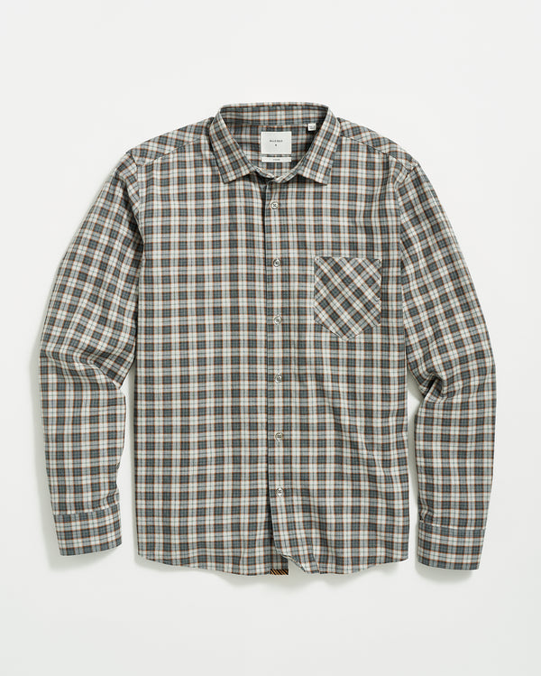 Herringbone Plaid John T Shirt in Grey/Tan
