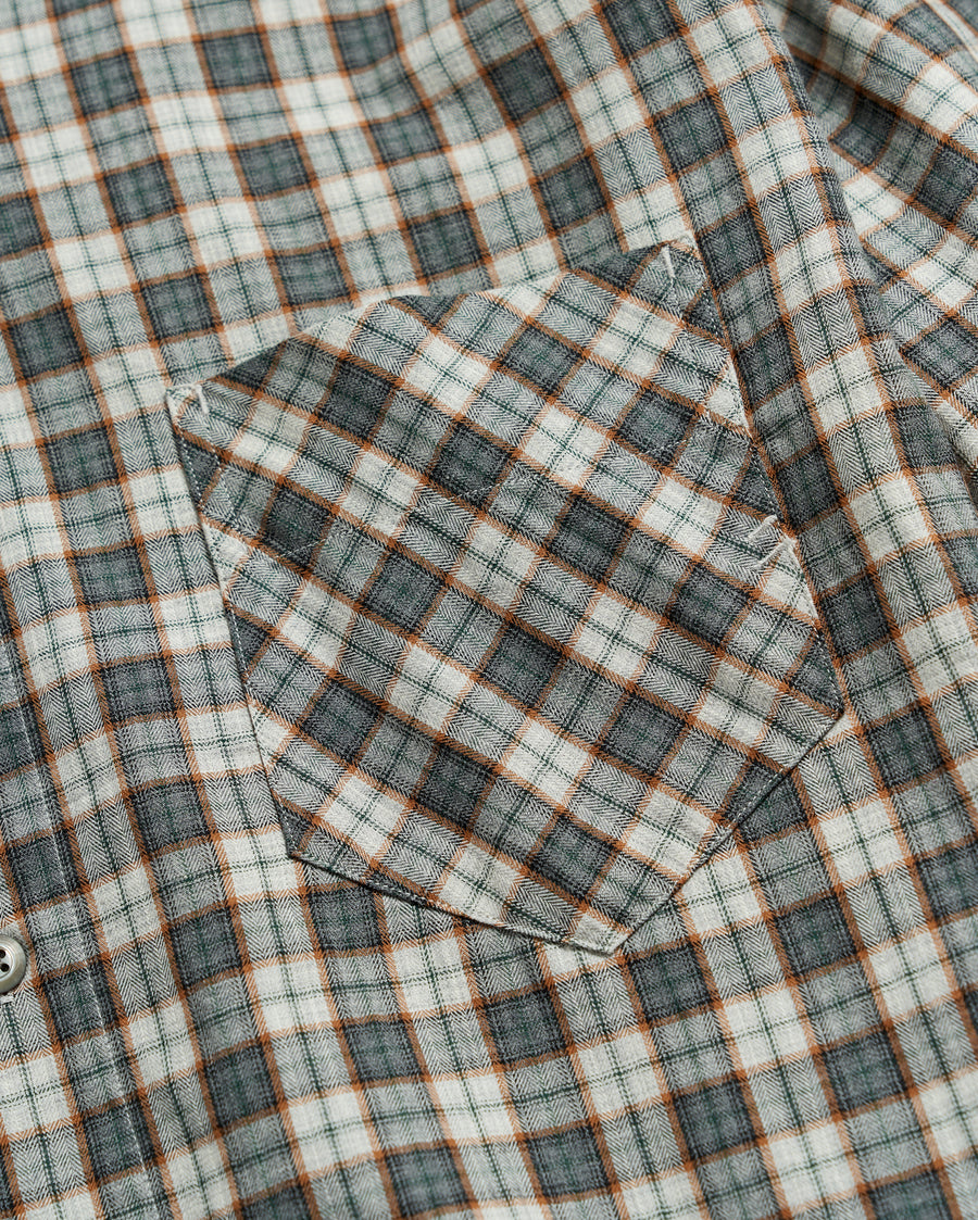 Herringbone Plaid John T Shirt in Grey/Tan