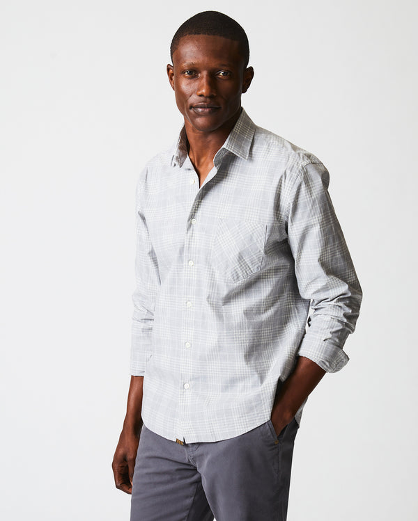 Melange Plaid John T Shirt in Grey