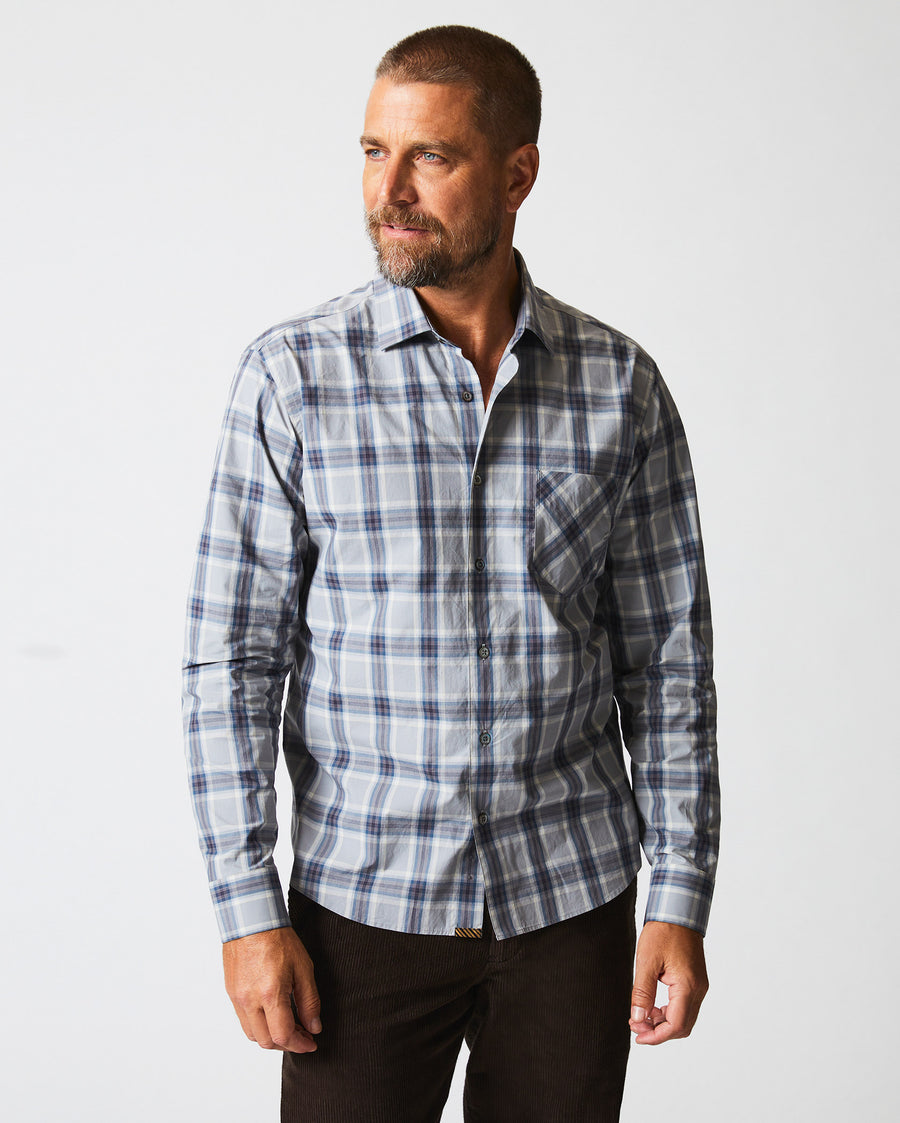Plaid John T Shirt in Grey/Blue