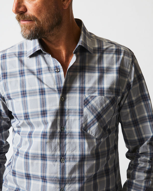 Plaid John T Shirt in Grey/Blue