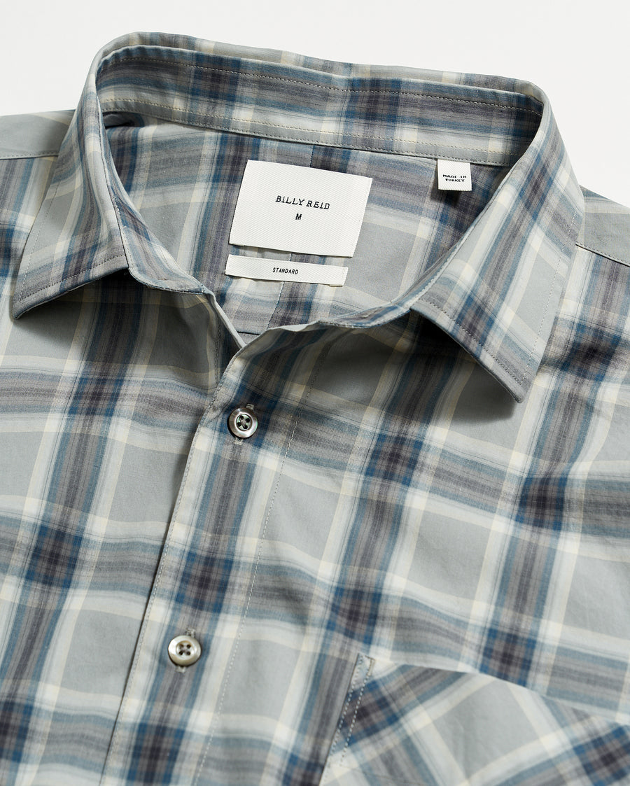 Plaid John T Shirt in Grey/Blue