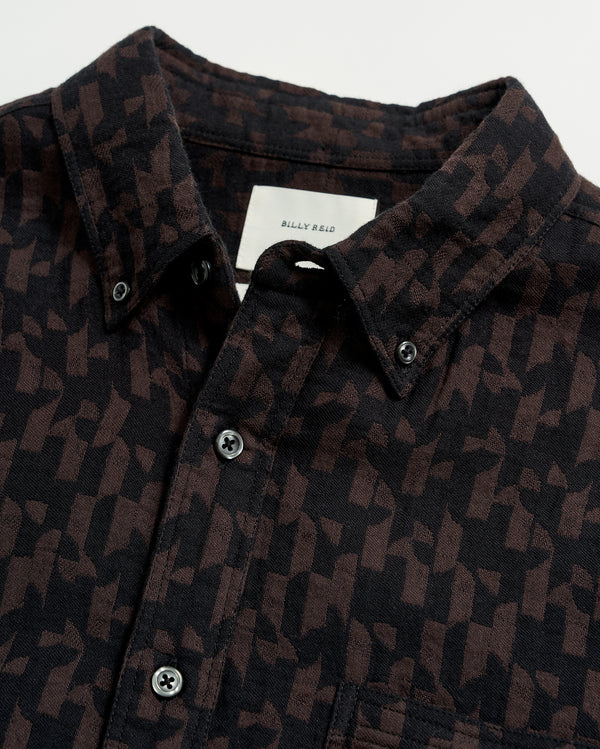Baselines Jacquard Tuscumbia Shirt in Black/BrownBaselines Jacquard Tuscumbia Shirt in Black/Brown