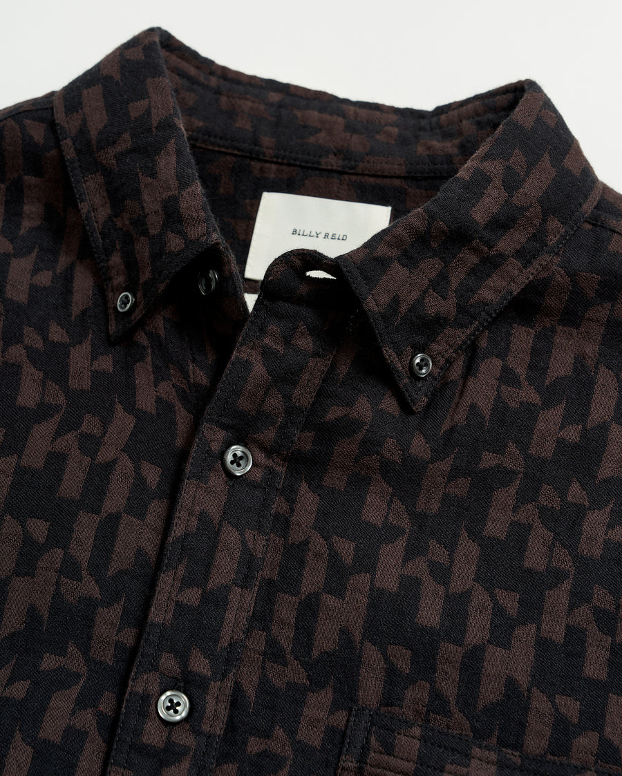 Baselines Jacquard Tuscumbia Shirt in Black/BrownBaselines Jacquard Tuscumbia Shirt in Black/Brown