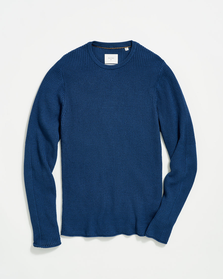 Mini Waffle Crew in Denim Blue