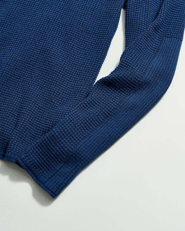 Mini Waffle Crew in Denim Blue
