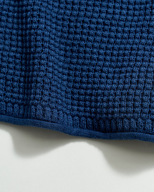 Mini Waffle Crew in Denim Blue