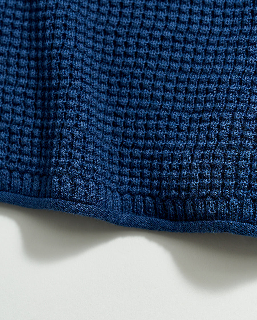 Mini Waffle Crew in Denim Blue