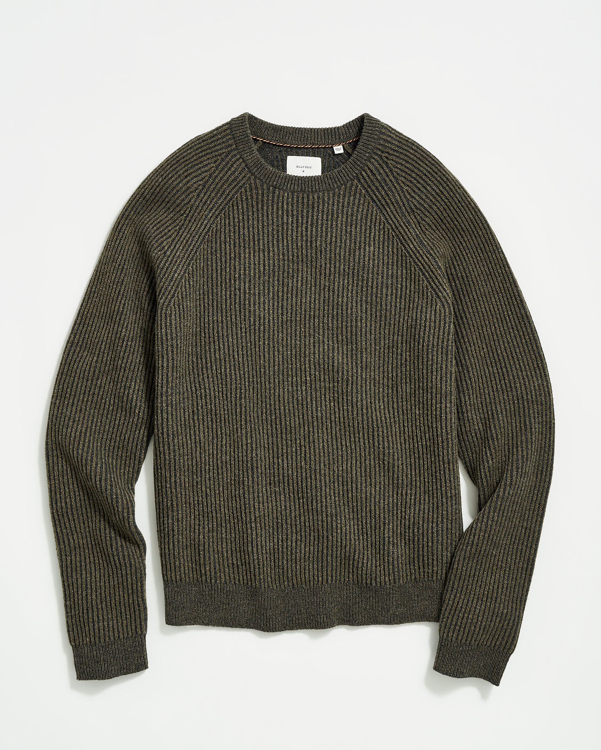 Billy Reid Fisherman Rib Crew Sweater - Olive - Green