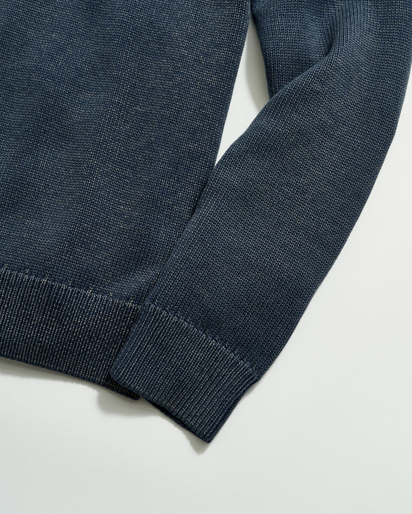 Garment Dyed Henley Sweater in Carbon Blue