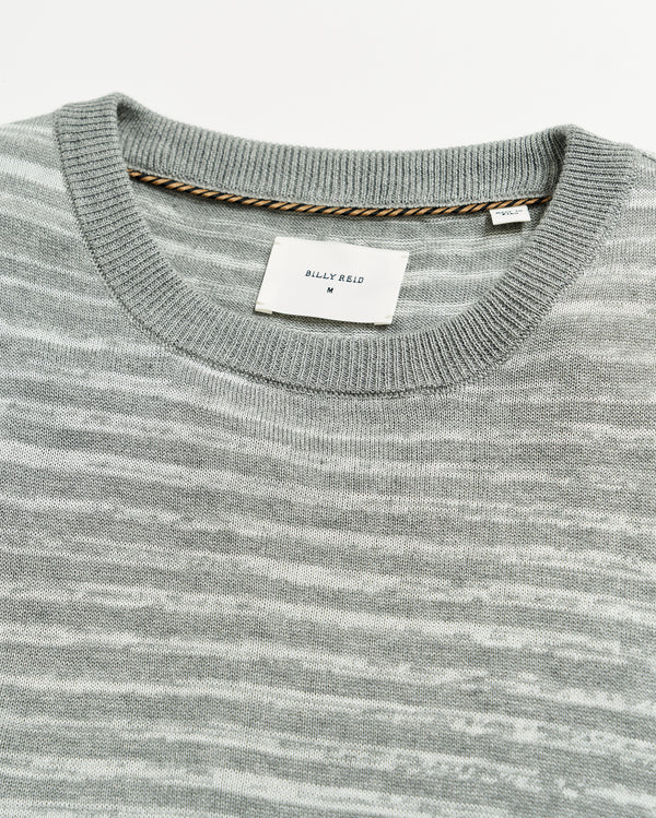 Space Dye Stripe Crew in Grey