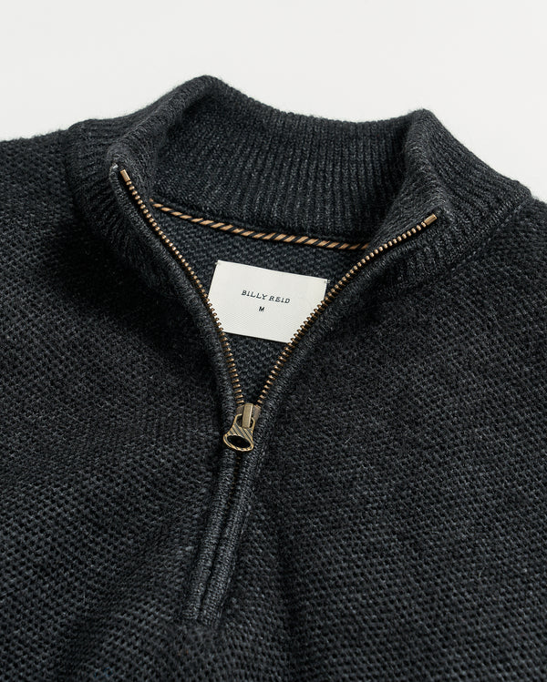 Merino Half Zip in Black
