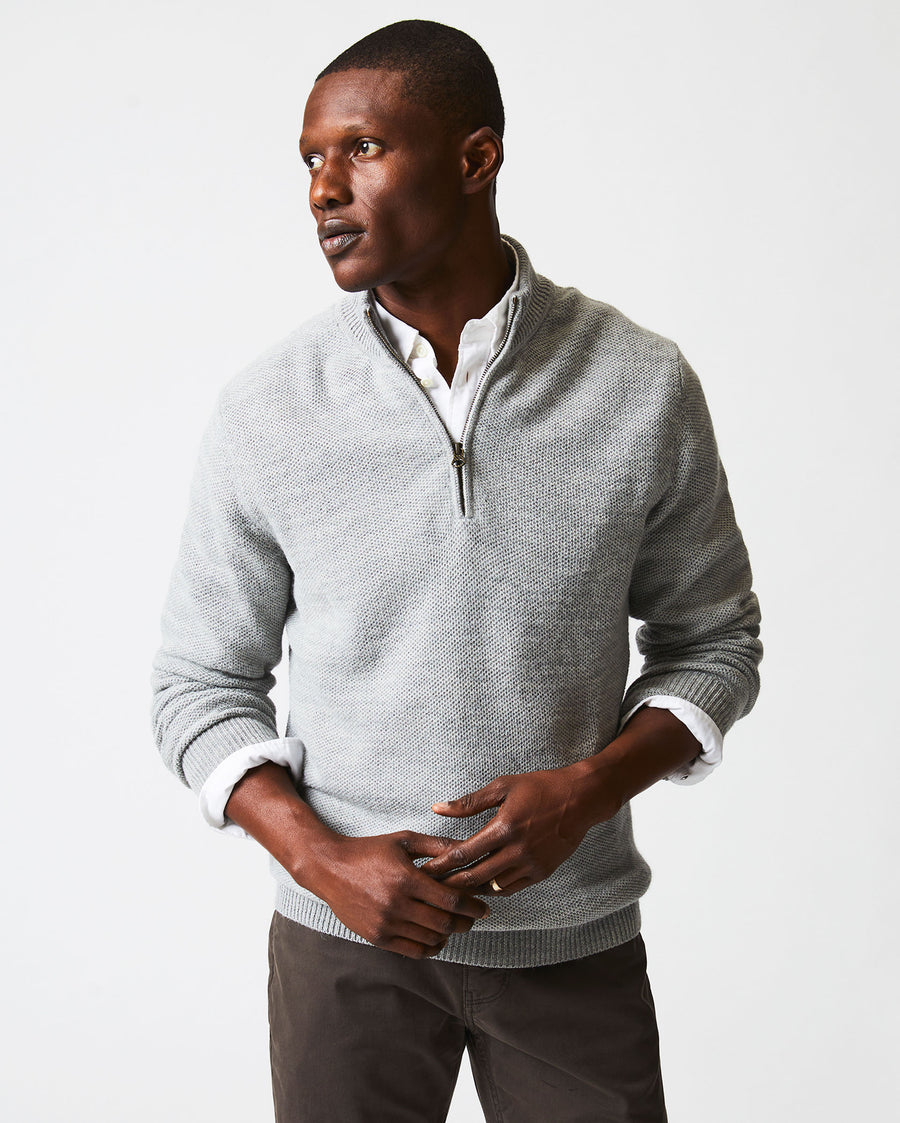Merino Half Zip in Grey