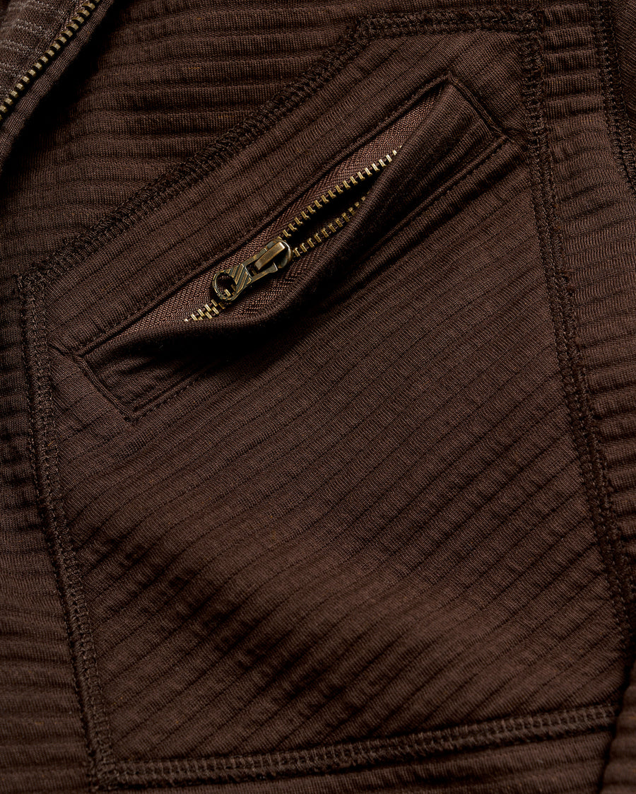 Quilted Half Zip in Chocolate
