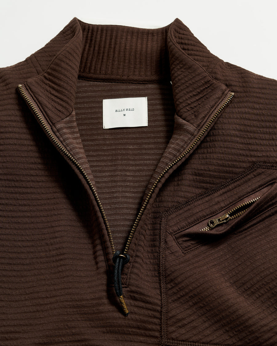 Quilted Half Zip in Chocolate