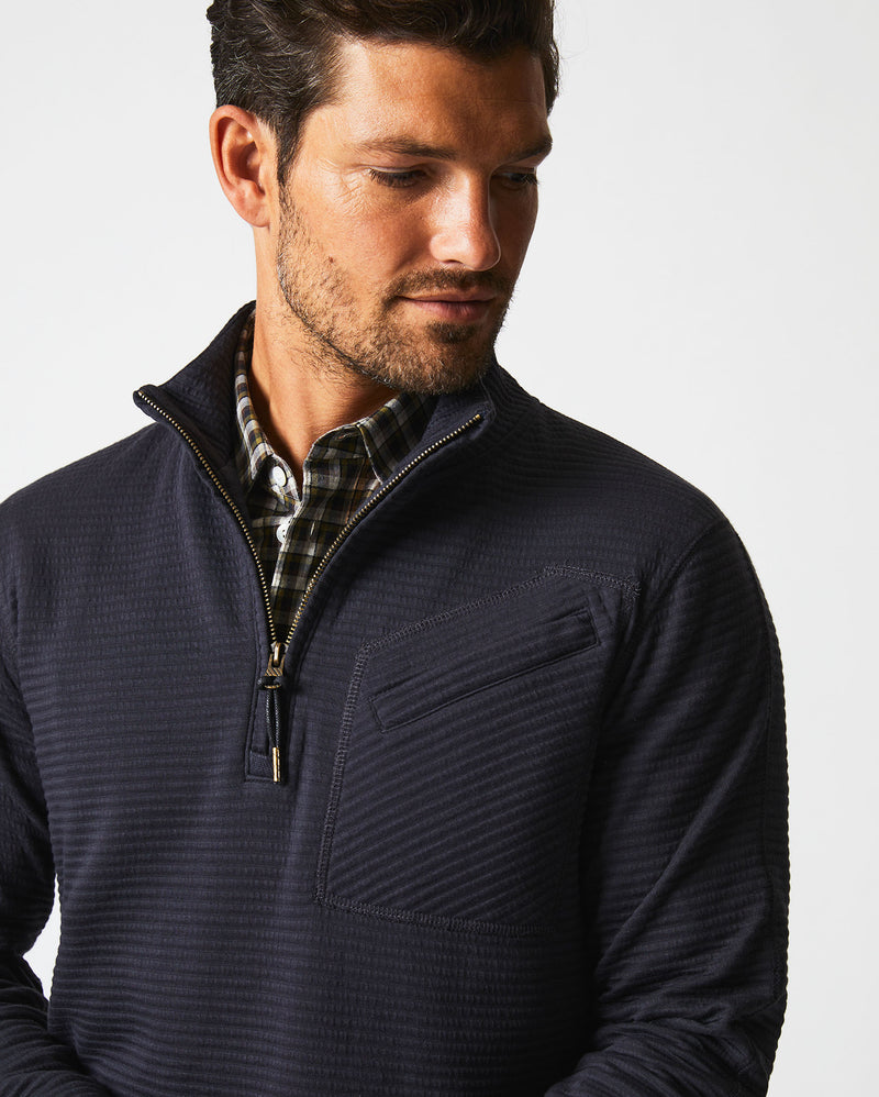 Quilted Half Zip in Dark Navy