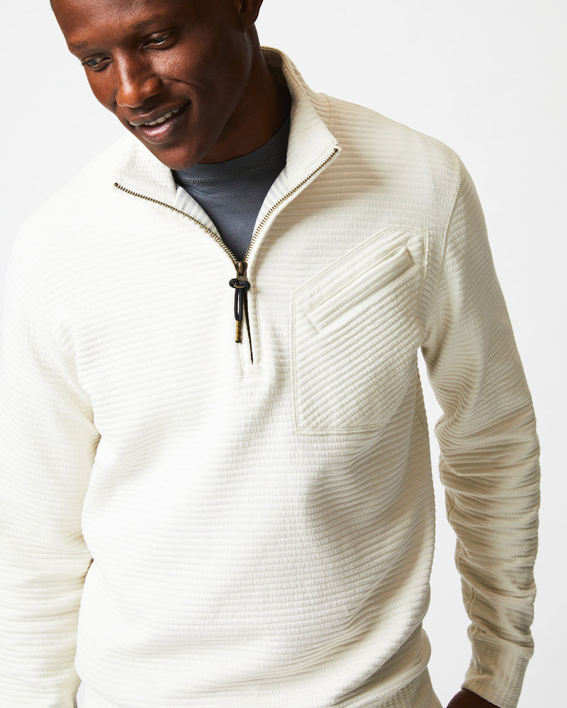 Quilted Half Zip in Tinted White