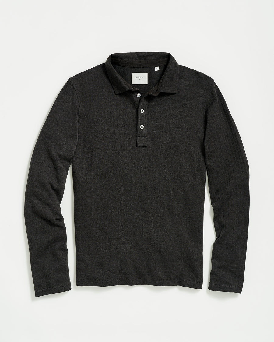 LS Herringbone Polo in Jet Black