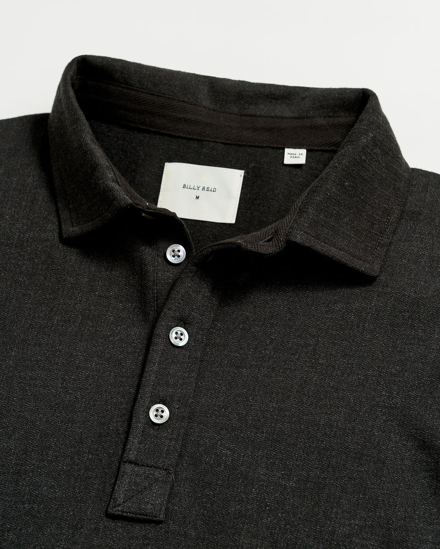 LS Herringbone Polo in Jet Black