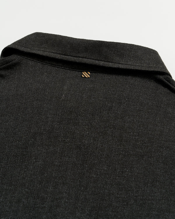 LS Herringbone Polo in Jet Black