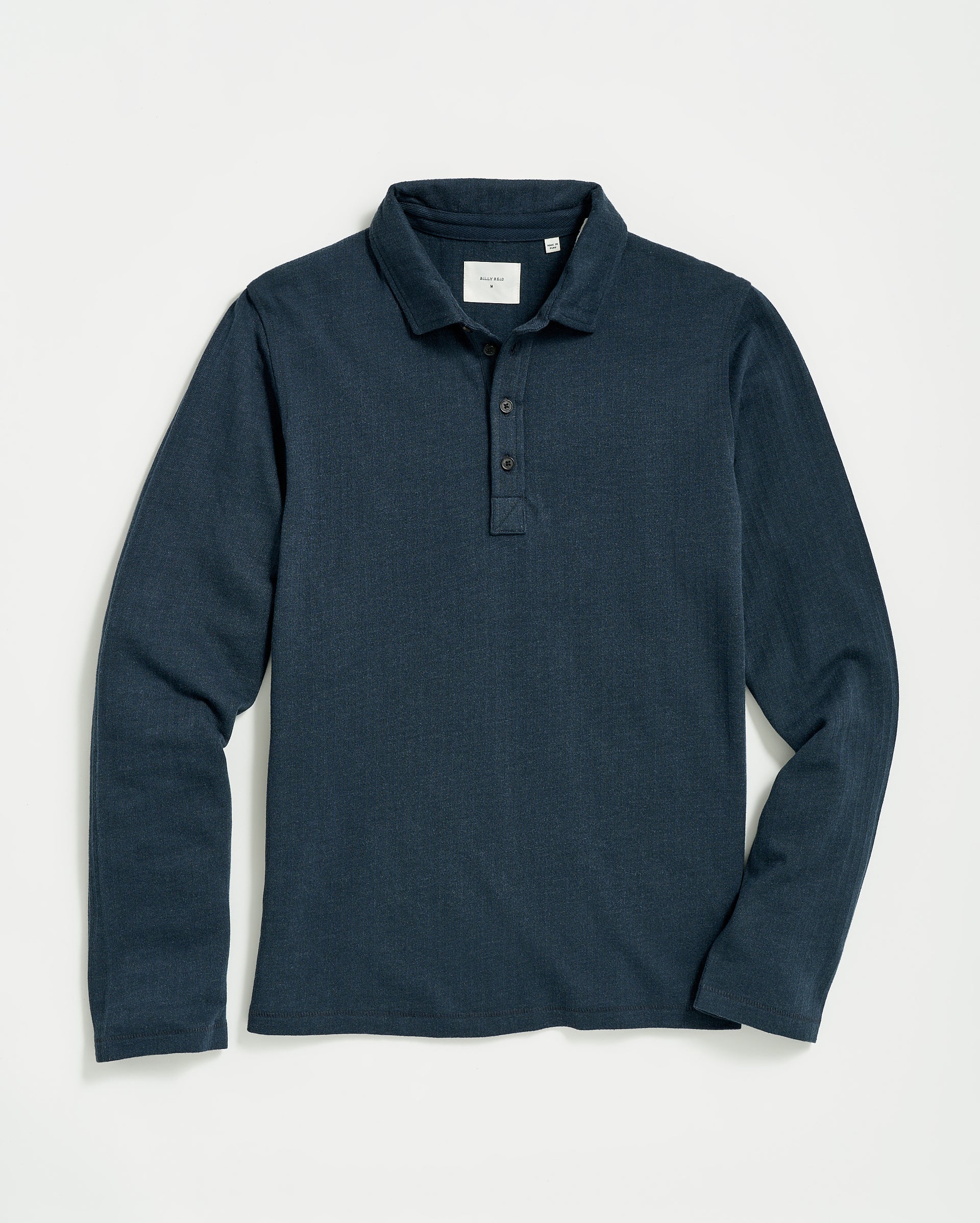 Long-Sleeve Herringbone Cotton Polo Shirt | Billy Reid