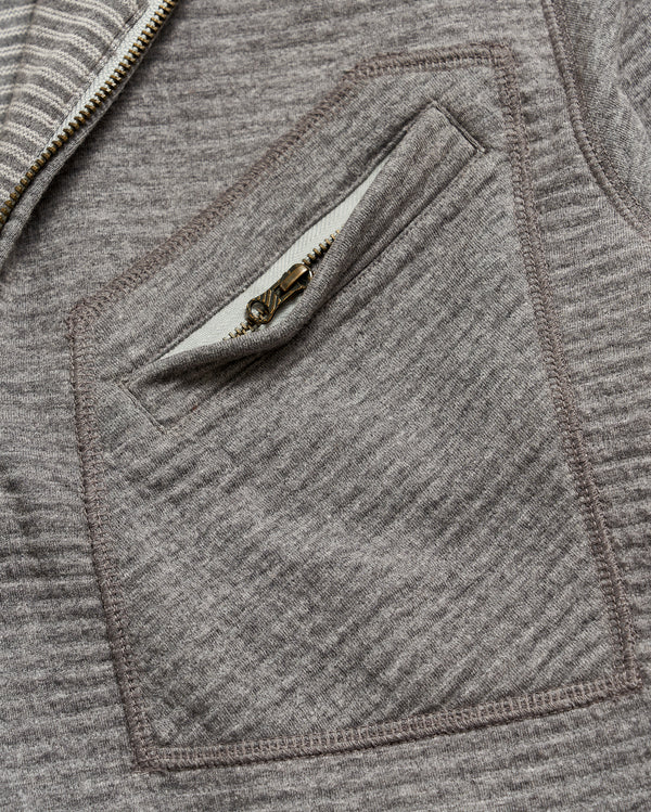 Quilted Half Zip in Medium Grey