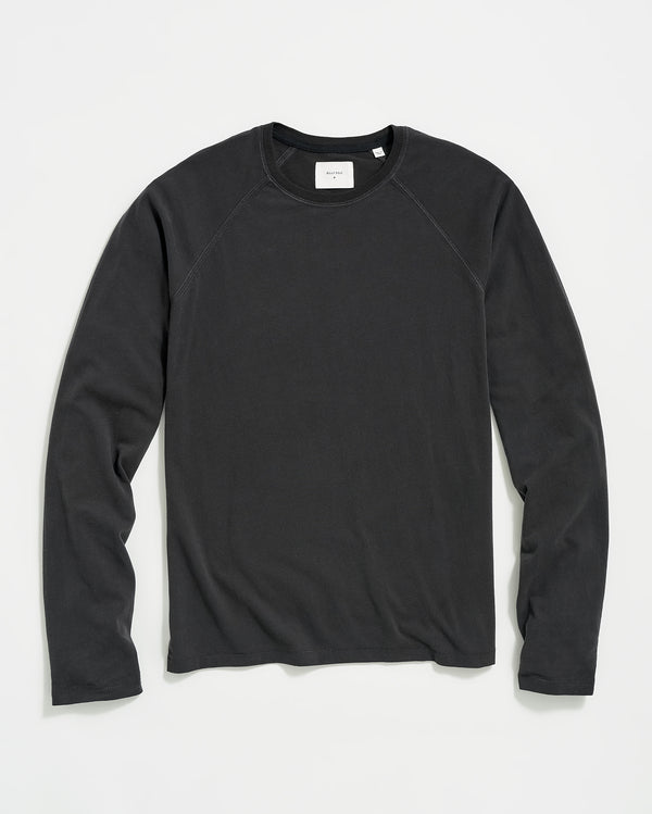 L/S Sueded Cotton Crew in Black