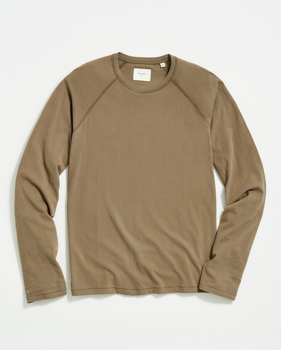 L/S Sueded Cotton Crew in Moss Green