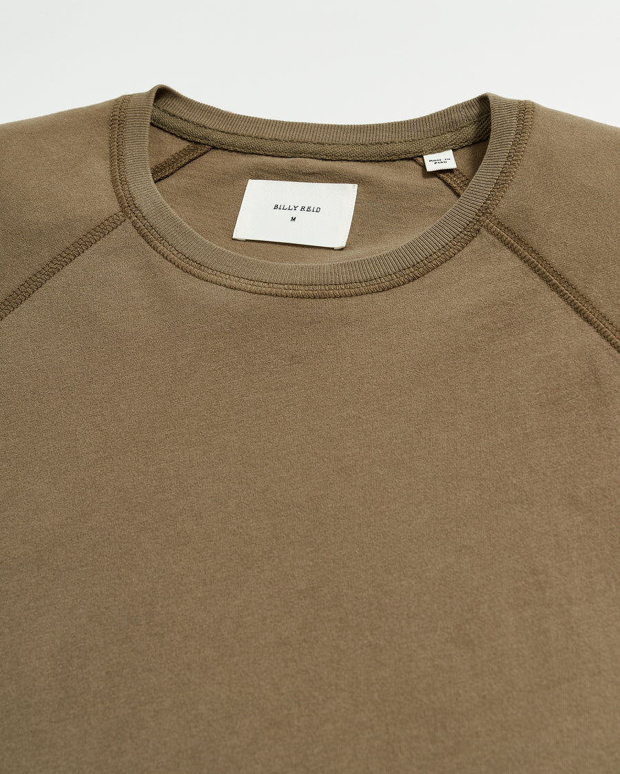 L/S Sueded Cotton Crew in Moss Green
