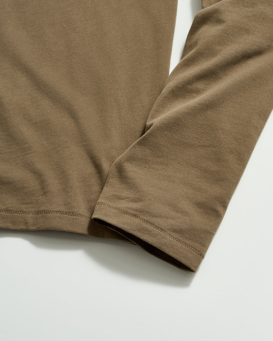L/S Sueded Cotton Crew in Moss Green