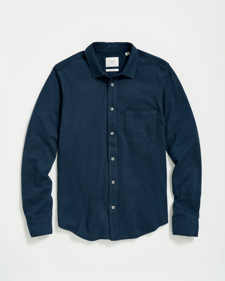 L/S Hemp Cotton Knit Shirt in Carbon Blue