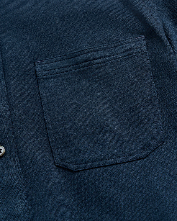 L/S Hemp Cotton Knit Shirt in Carbon Blue