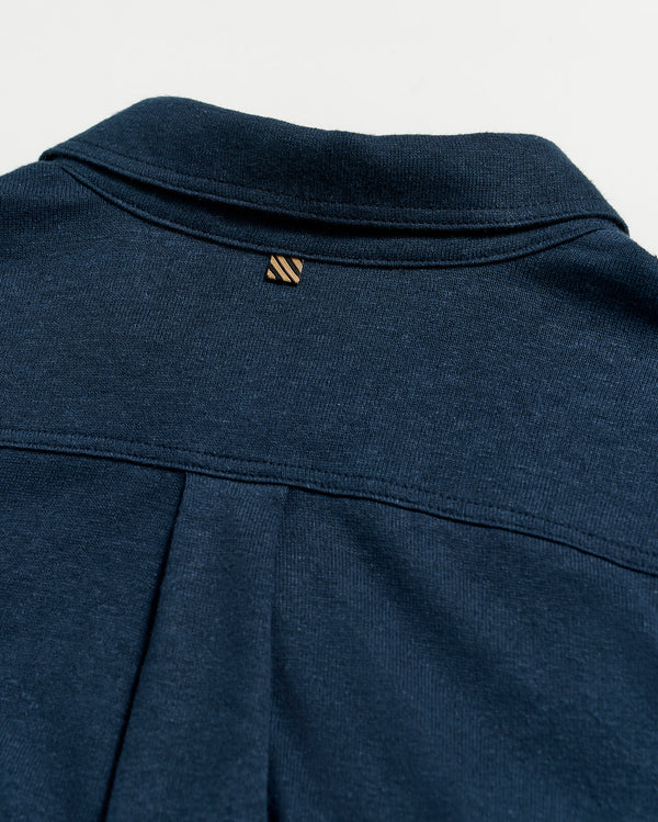 L/S Hemp Cotton Knit Shirt in Carbon Blue