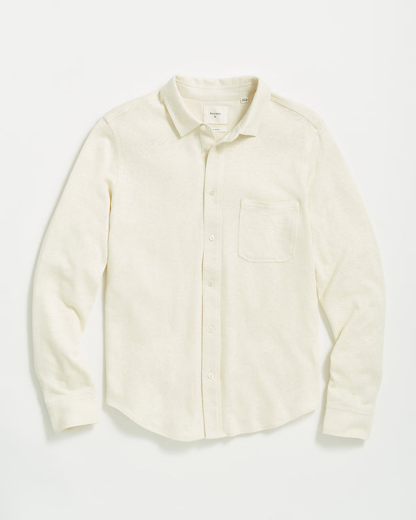 L/S Hemp Cotton Knit Shirt in Tinted White