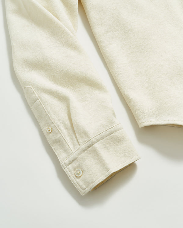 L/S Hemp Cotton Knit Shirt in Tinted White