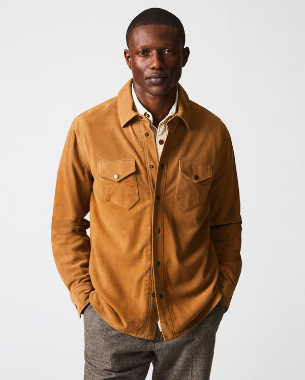 Savoy Suede Workshirt in Camel