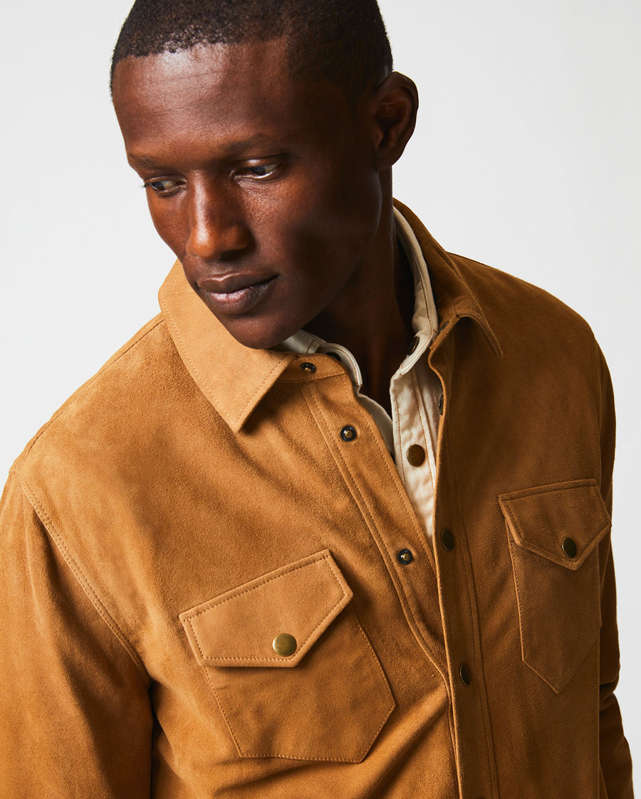 Savoy Suede Workshirt in Camel