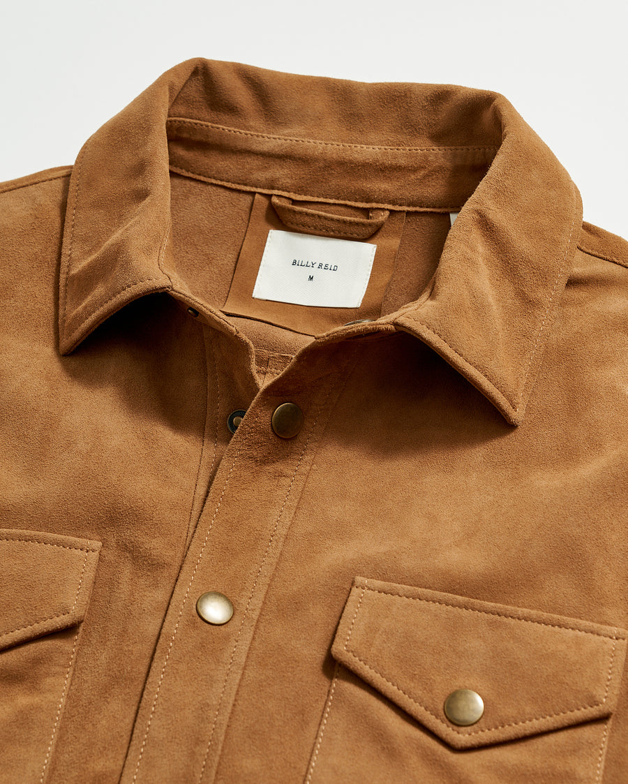 Savoy Suede Workshirt in Camel