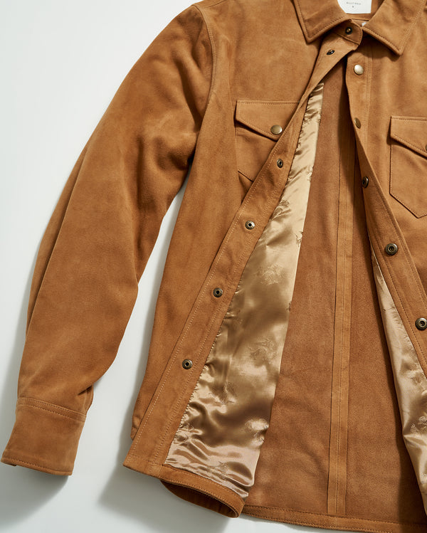 Savoy Suede Workshirt in Camel