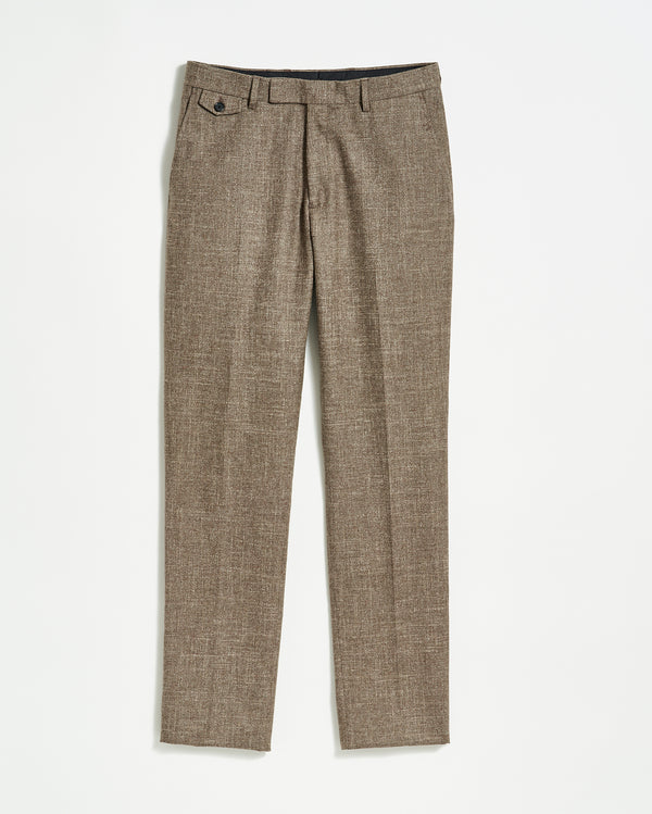 Flat Front Trouser in Black/Brown