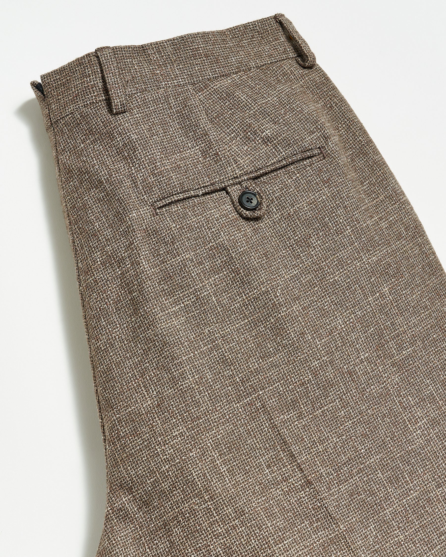 Italian Wool Sutton Trouser in Khaki Glen Plaid